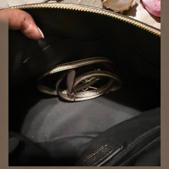 Coach‎ Platinum Metallic Gold Sierra Satchel Crossbody Handbag - Picture 4 of 5